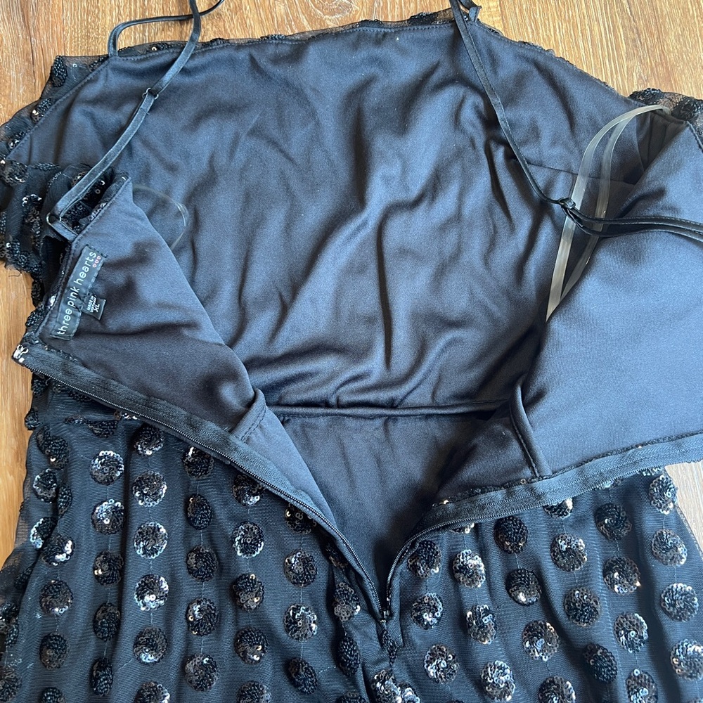 THREE PINK HEARTS Polka Dot Sequins Mini Party Dress (Size: XL) - Picture 6 of 10